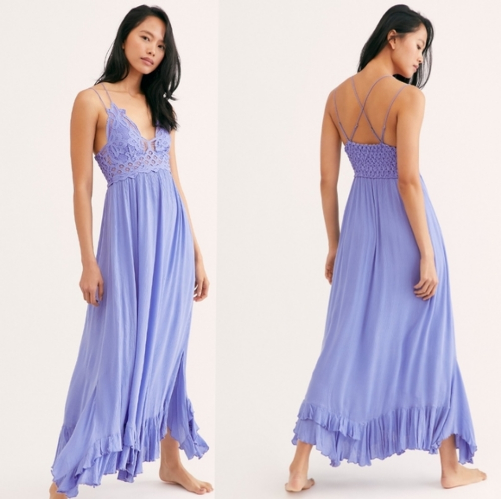 Periwinkle Blue/Lavender Adella Maxi Slip Dress by Free People